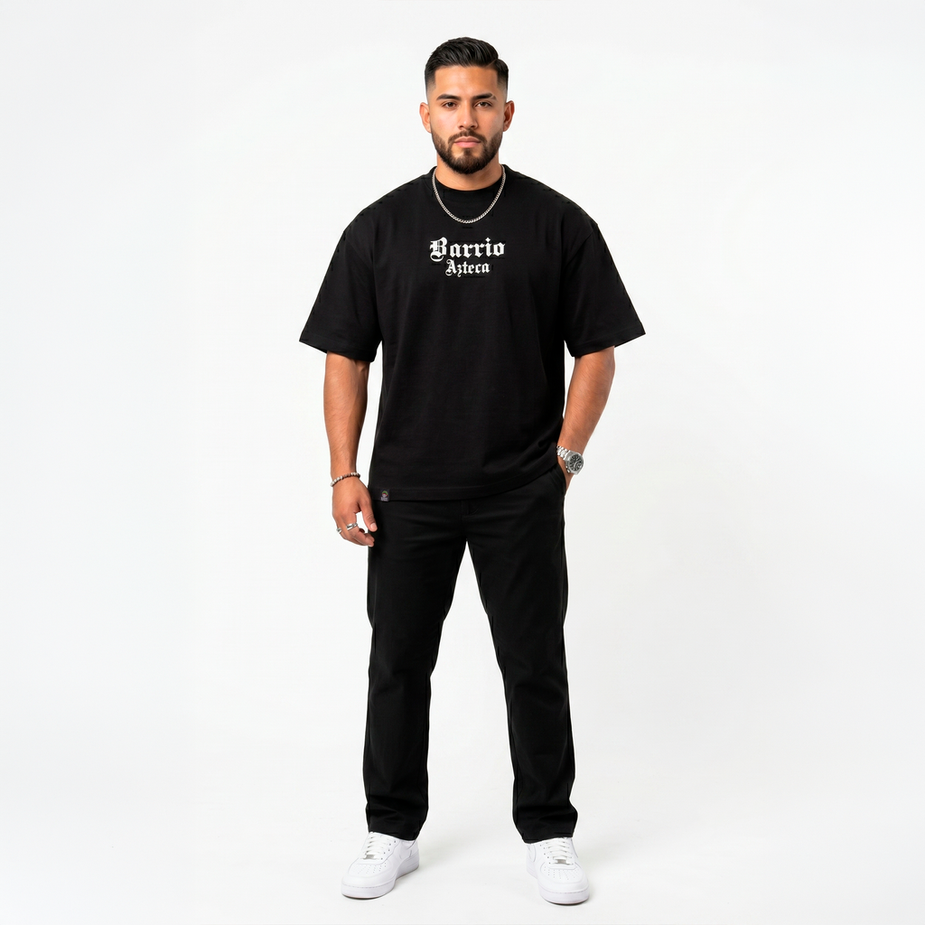 Playera oversize negra Barrio Azteca