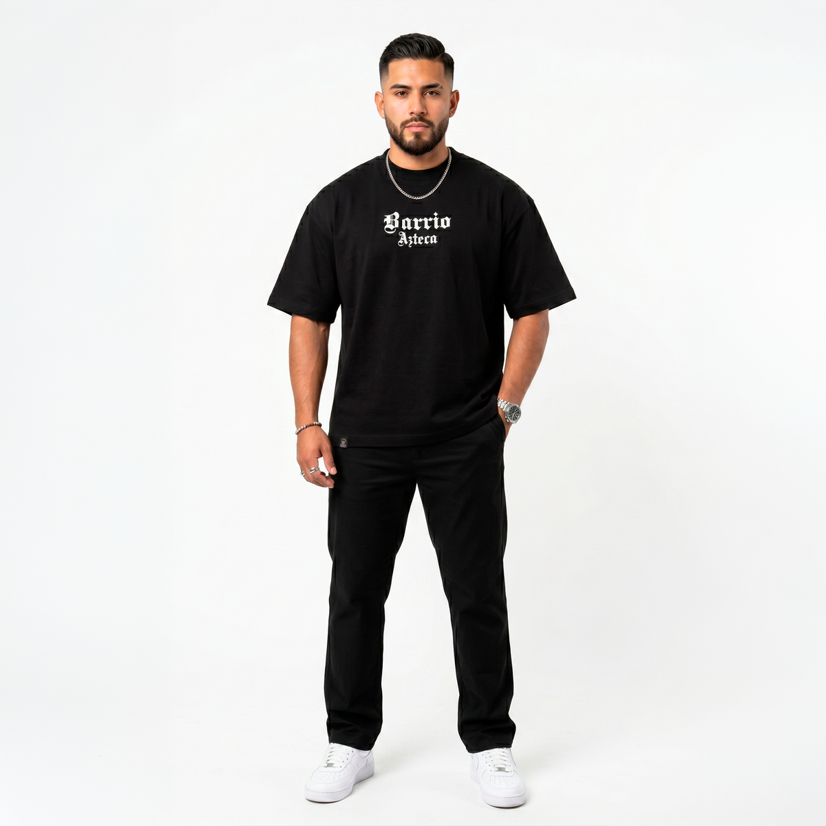 Playera oversize negra Barrio Azteca
