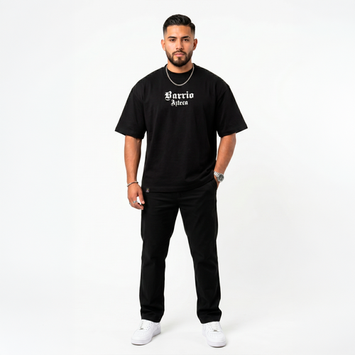 Playera oversize negra Barrio Azteca