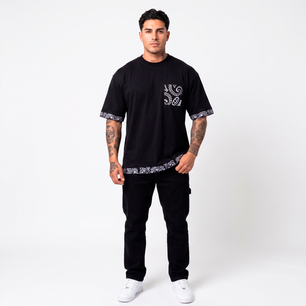Playera Oversize Premium | Estilo Bandana con Bolsillo Frontal