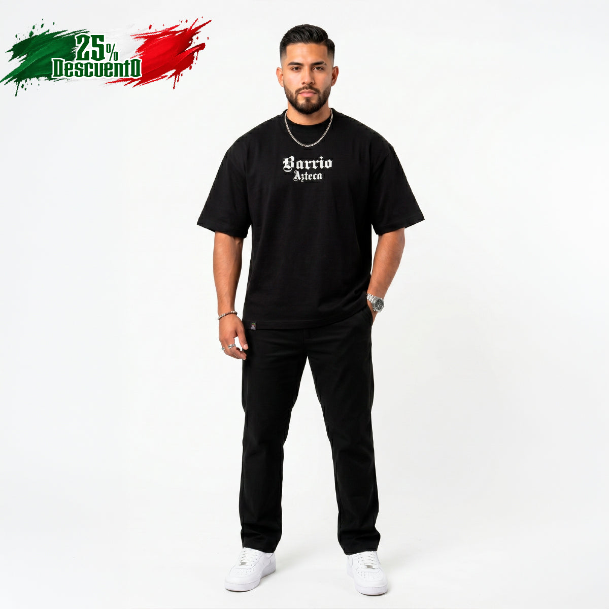 Playera oversize negra Barrio Azteca