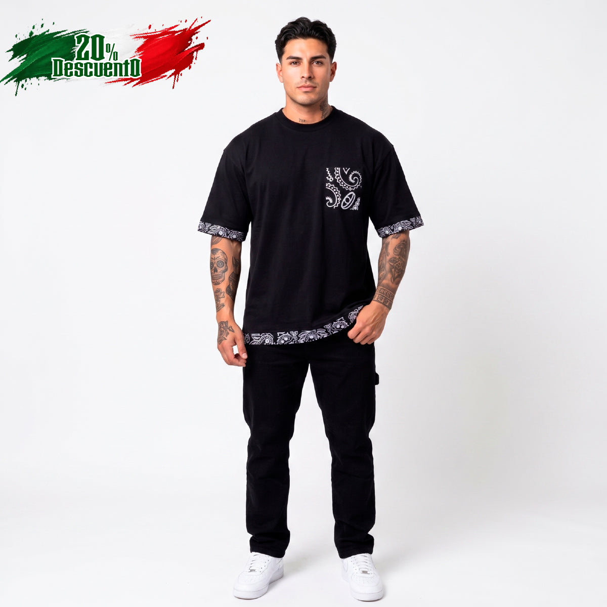 Playera Oversize Premium | Estilo Bandana con Bolsillo Frontal